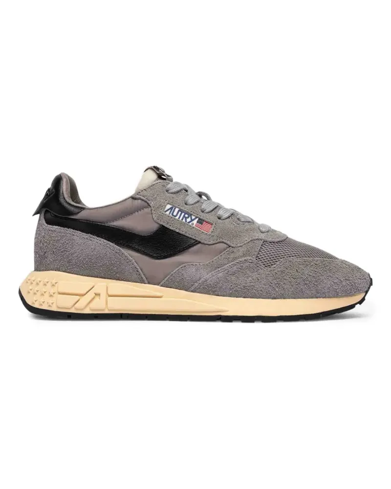AUTRY Reelwind low sneakers in lead and black nylon and suede - Grau Grau