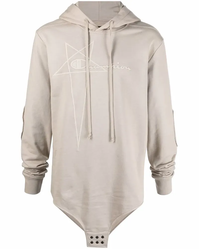Rick Owens x Champion embroidered-logo cotton hoodie - Nude Nude