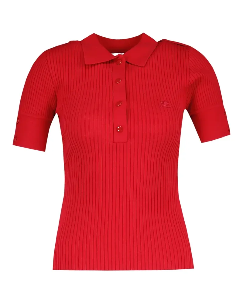 Courrèges Poloshirt aus geripptem Strick - Rot Rot