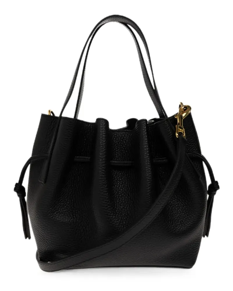 YUZEFI Mini Scallop pebble-grain bucket bag - Schwarz Schwarz