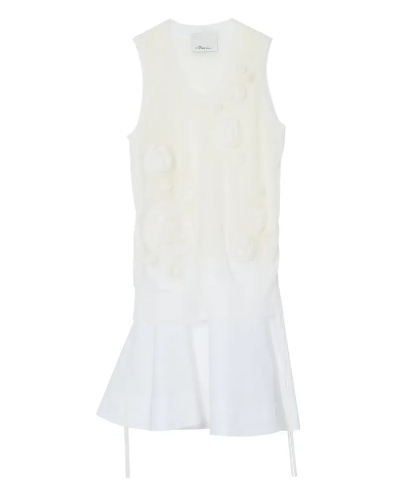 3.1 phillip lim Midikleid mit Blumenapplikation - Weiß Weiß