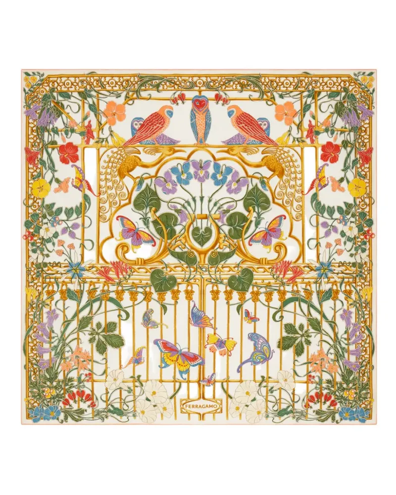 Ferragamo Liberty print silk scarf - Nude Nude
