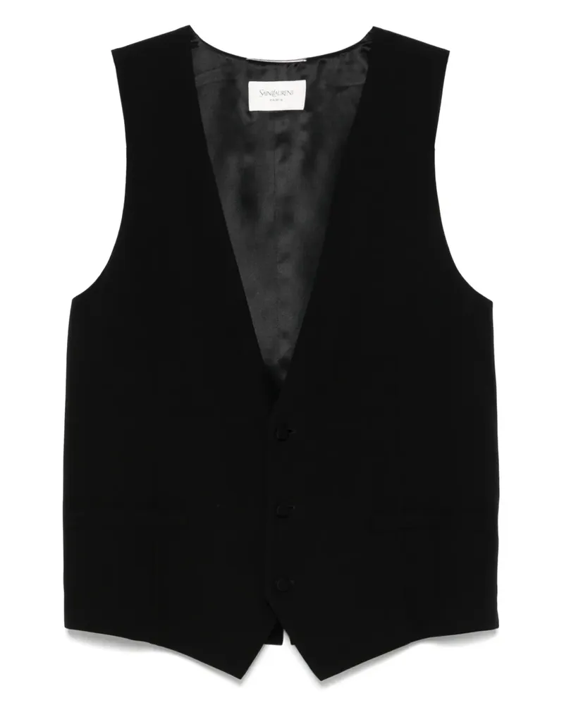 Saint Laurent Weste aus Seidenkrepp - Schwarz Schwarz