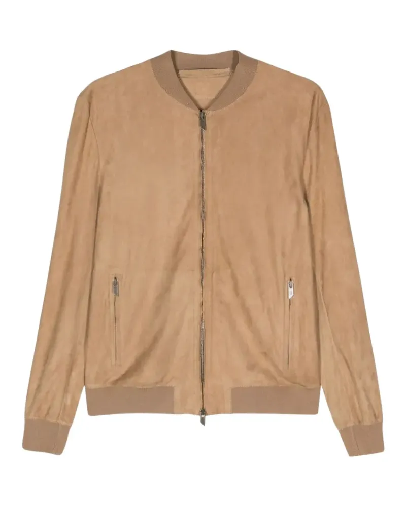 Salvatore Santoro zipped suede bomber jacket - Braun Braun