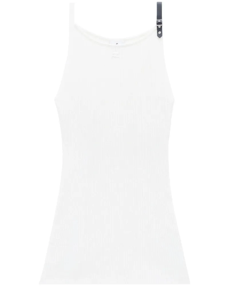 Courrèges Gerippte Beanie mit Logo - Weiß Weiß