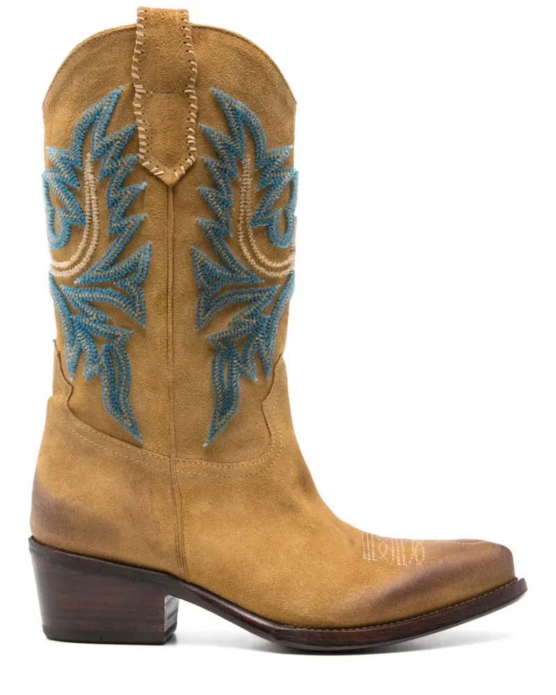 ERALDO Bestickte Cowboystiefel - Nude Nude