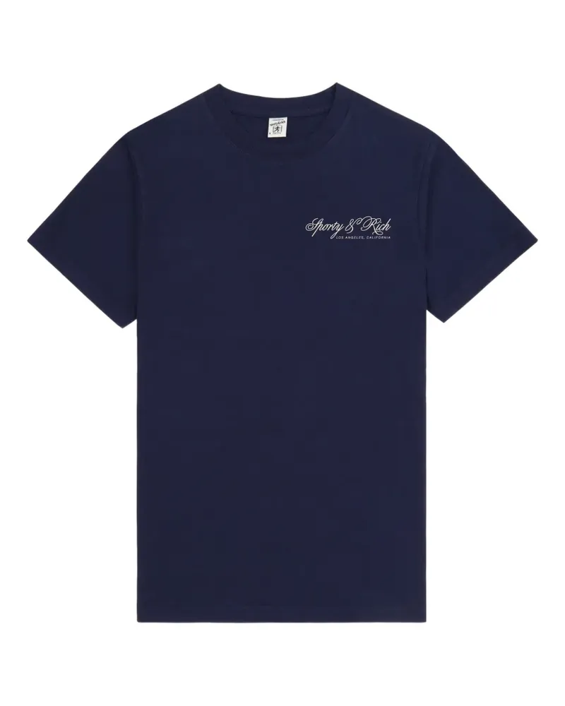 SPORTY & RICH International T-Shirt mit Logo-Print - Blau Blau