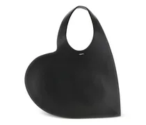 Heart Schultertasche aus Leder - Schwarz