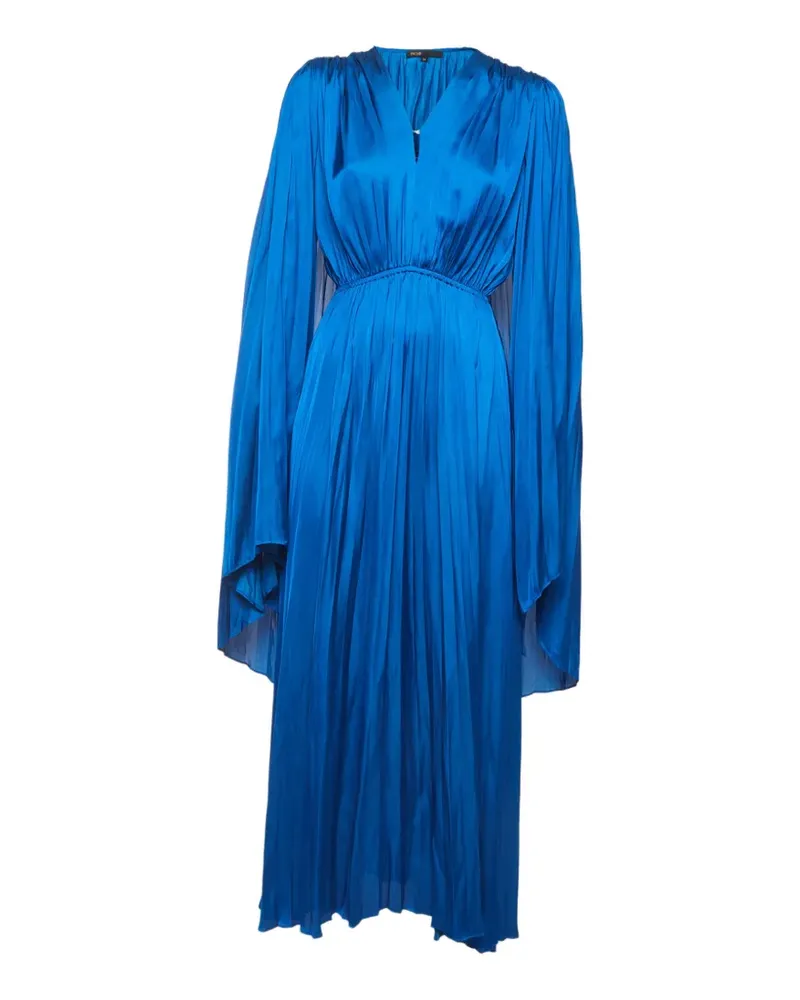 Maje Midikleid mit Falten und Cape - Blau Blau