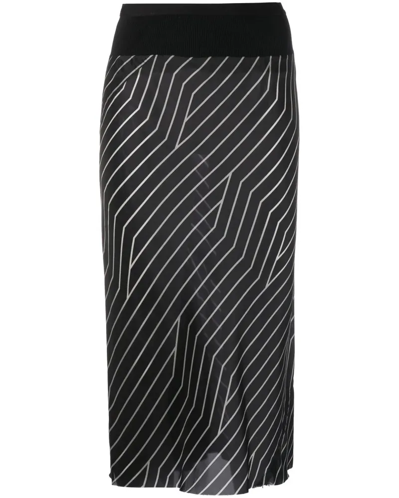 Rick Owens Gestreifter Midirock - Schwarz Schwarz