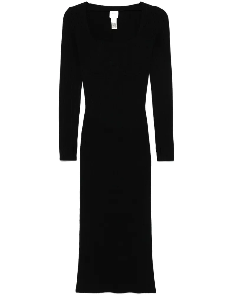 Patou Geripptes Maxikleid mit Corsage - Schwarz Schwarz