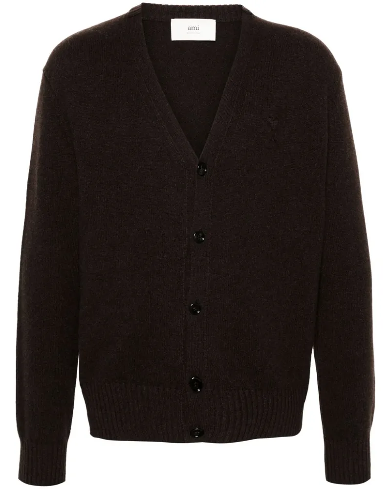 AMI Paris Cardigan mit Ami de Coeur-Motiv - Braun Braun