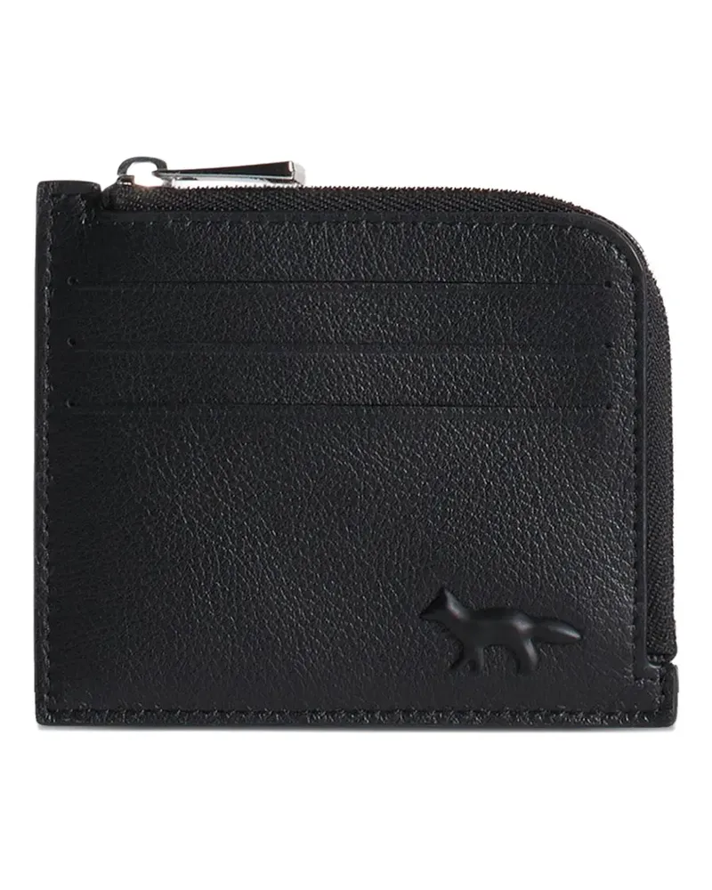 Kitsuné zip-around leather cardholder - Schwarz Schwarz