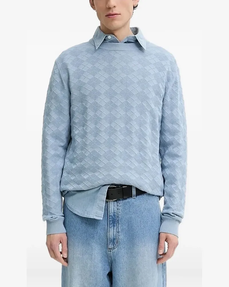 HUGO BOSS Pullover mit Rautenmuster - Blau Blau