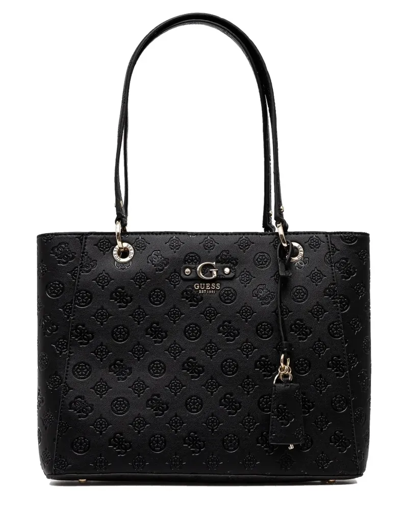 Guess Handtasche mit Logo-Schild - Schwarz Schwarz