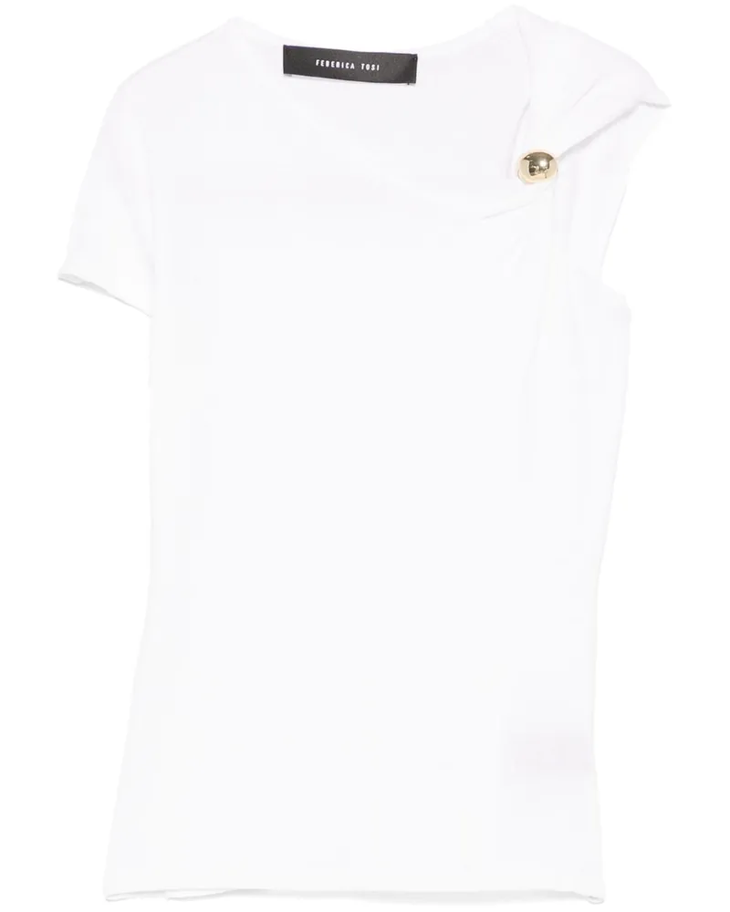 Federica Tosi T-Shirt mit Schmuckdetail - Weiß Weiß