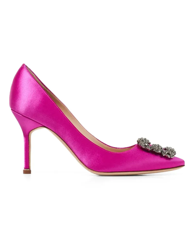 Manolo Blahnik Hangisi 90 crystal-buckle pumps - Rosa Rosa