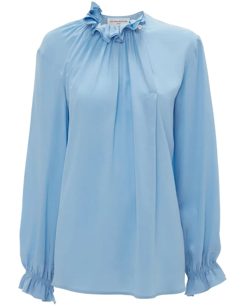 Victoria Beckham Bluse mit Rüschenkragen - Blau Blau