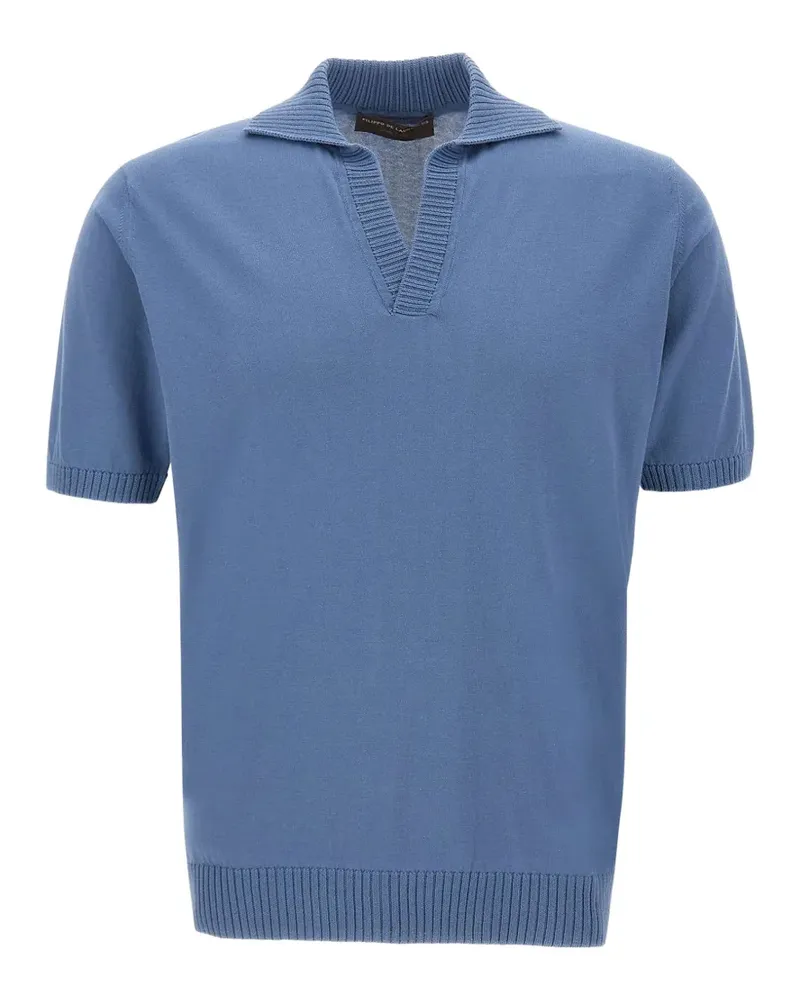Filippo de Laurentiis Skipper T-Shirt mit geripptem Besatz - Blau Blau