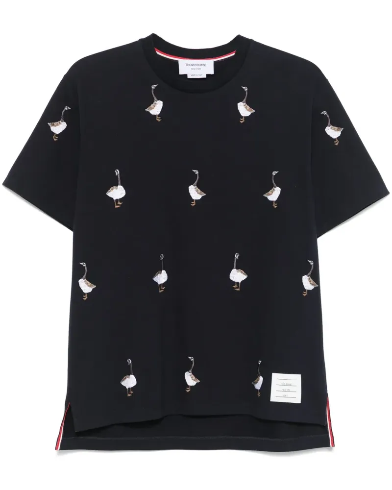 Thom Browne Besticktes T-Shirt - Blau Blau