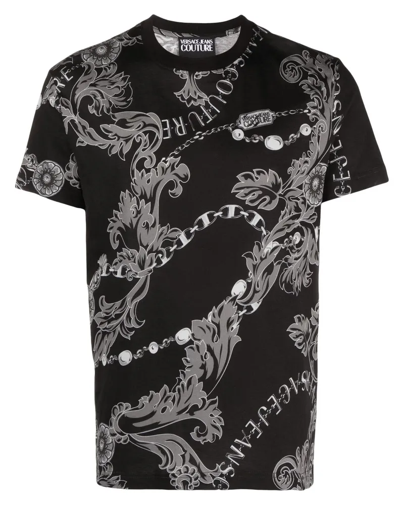 Versace Jeans T-Shirt mit Logo-Print - Schwarz Schwarz