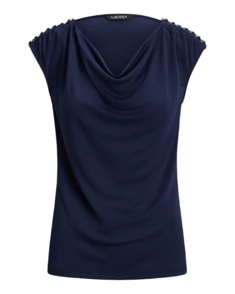 Ralph Lauren cowl-neck chain embellishments top - Blau Blau
