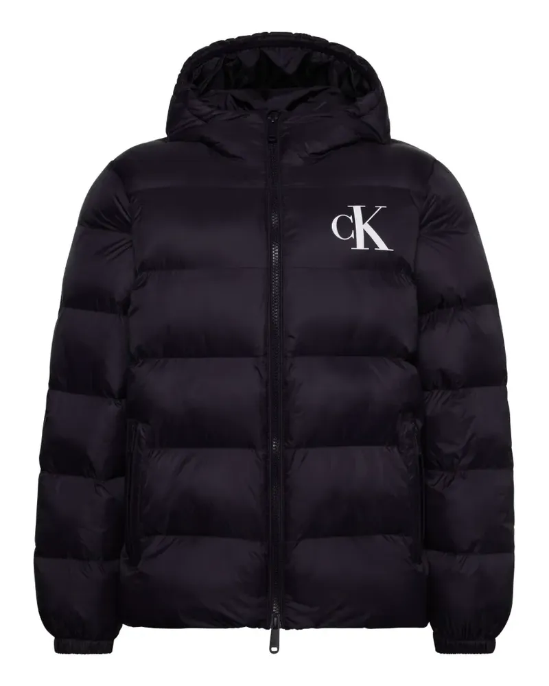 Calvin Klein logo-print hooded padded jacket - Blau Blau