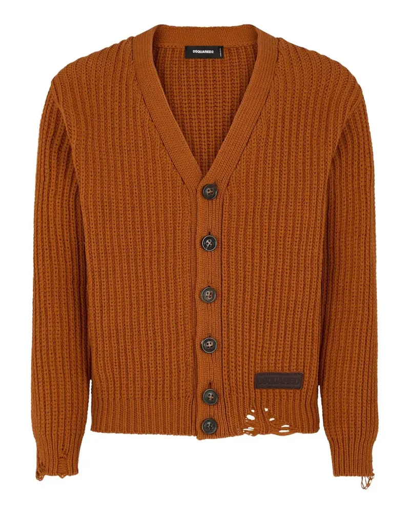 Dsquared2 distressed V-neck cardigan - Braun Braun