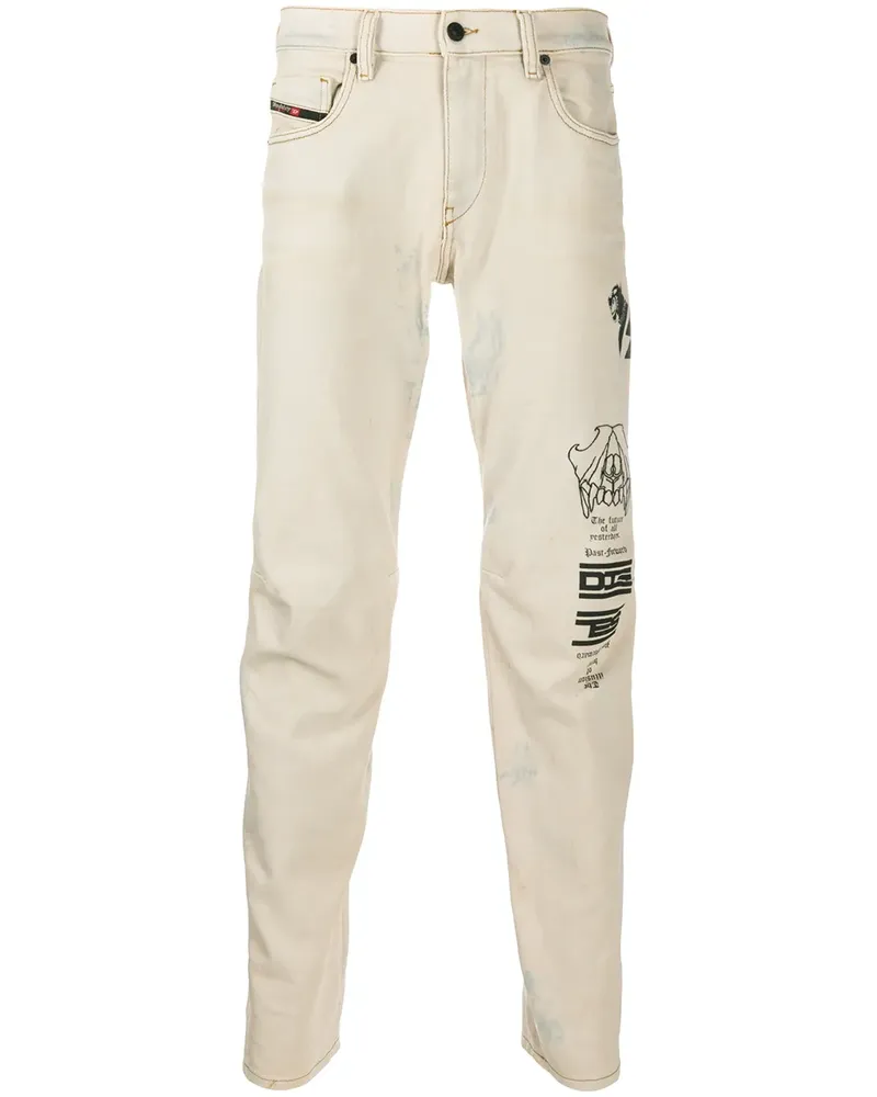 Diesel Gerade Jeans in Distressed-Optik - Nude Nude