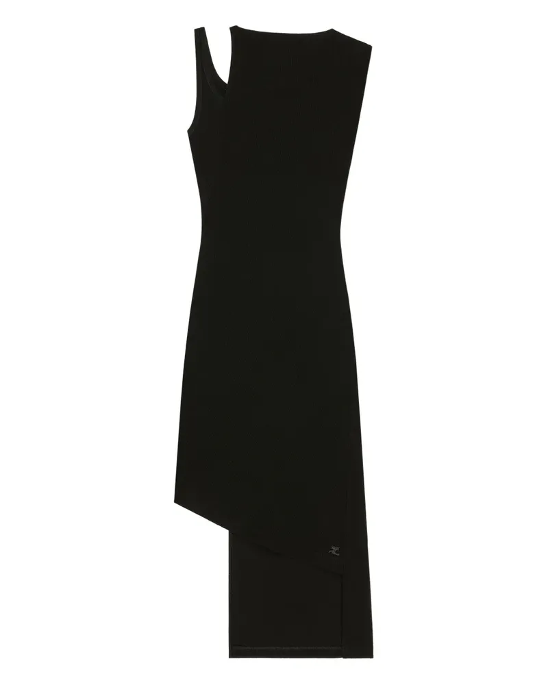 Courrèges Asymmetrisches Midikleid - Schwarz Schwarz