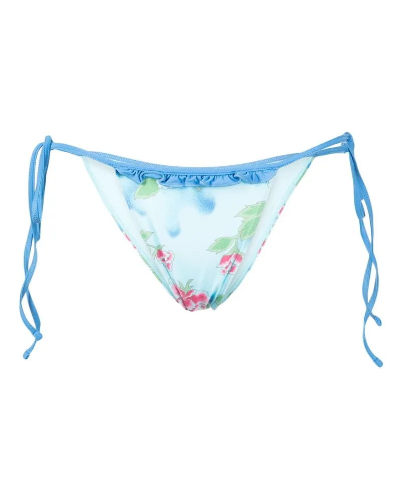 Frankies Bikinis Camilla Bikinihöschen mit Blumen-Print Blau