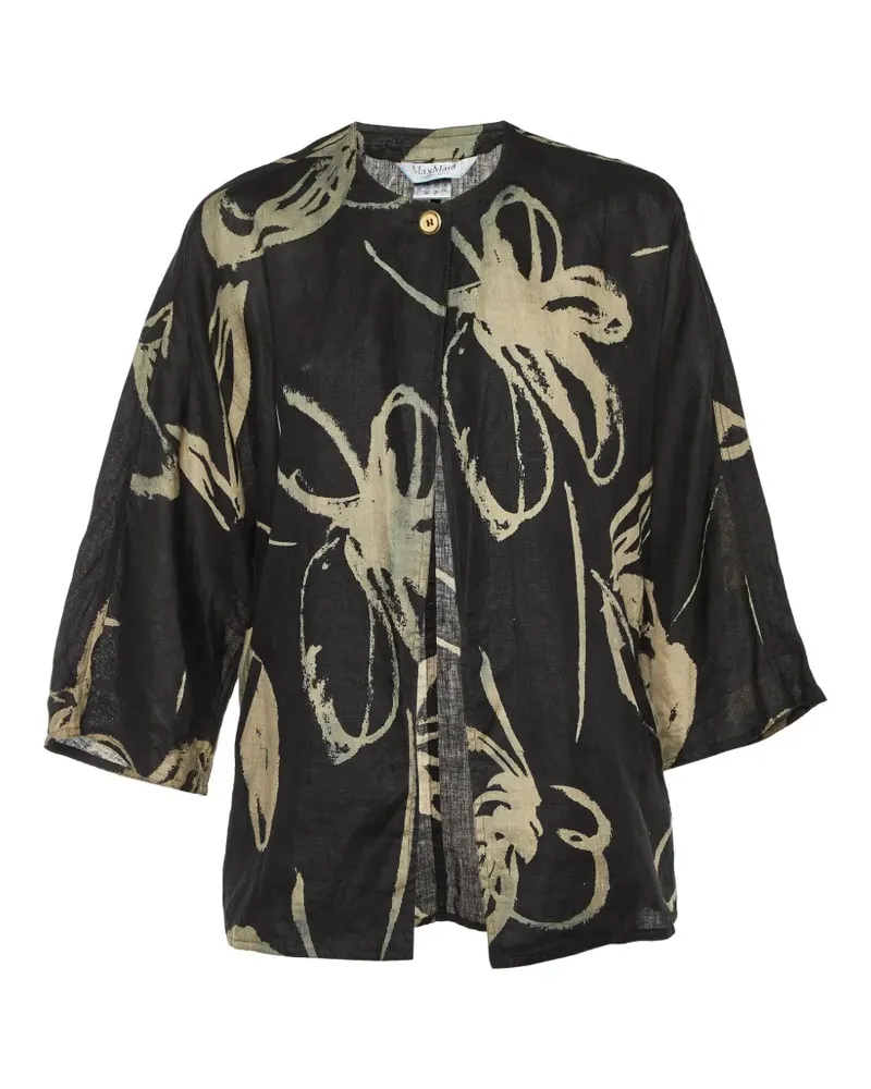 Max Mara floral-print linen jacket - Schwarz Schwarz