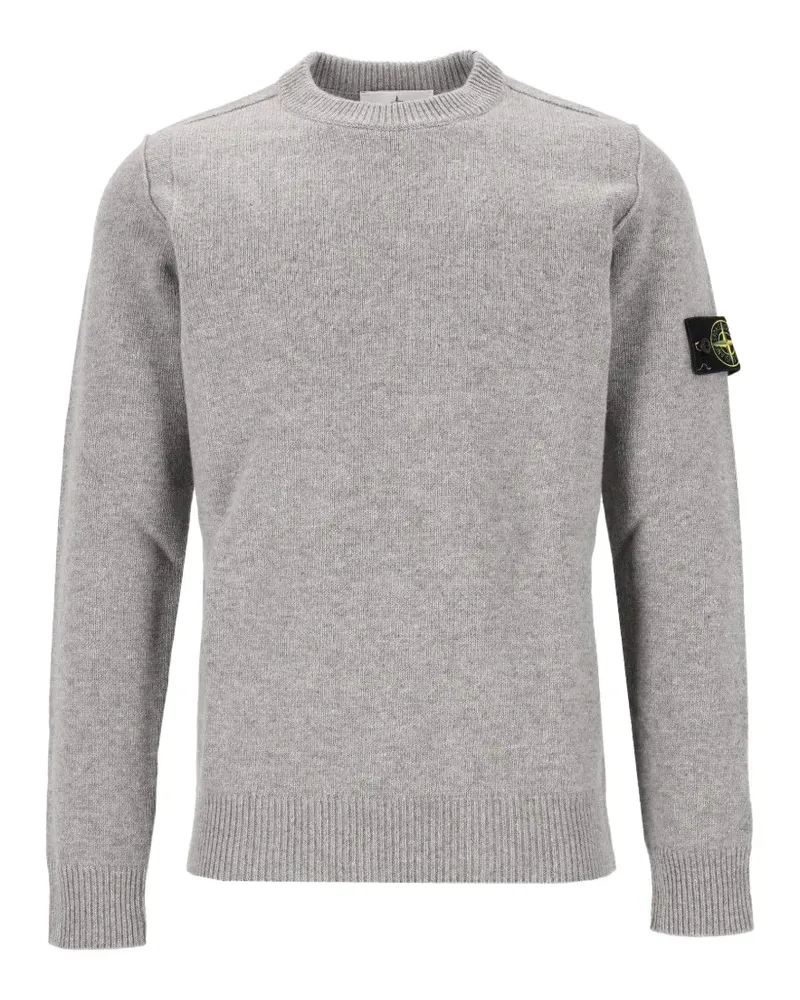 Stone Island 5100072 Pullover aus Lammwolle mit Rundhalsausschnitt und geripptem Besatz - Grau Grau