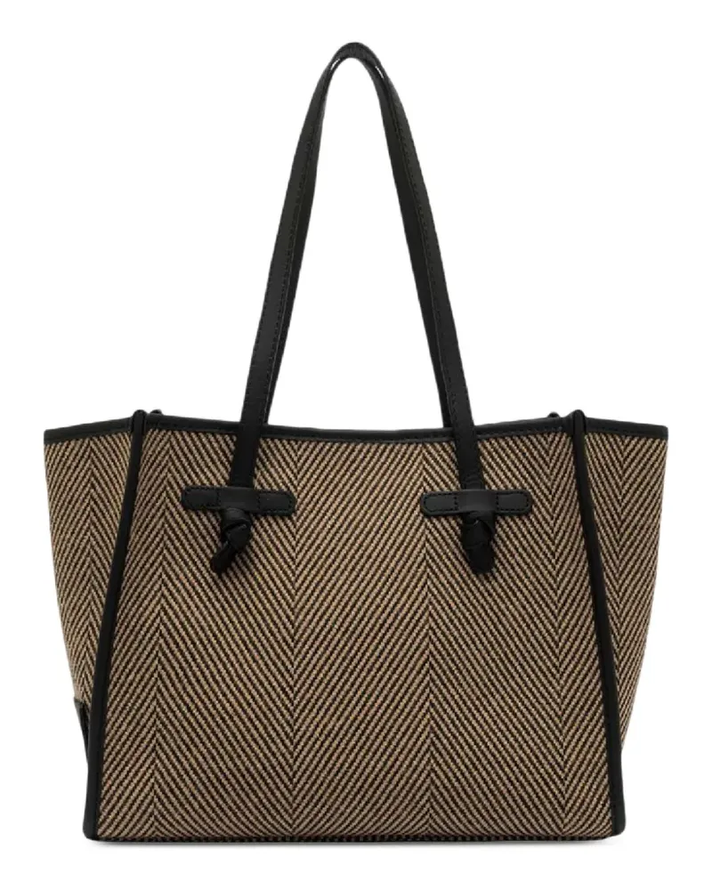 Gianni Chiarini Mittelgroße Marcella Schultertasche mit Fischgrätenmuster - Schwarz Schwarz