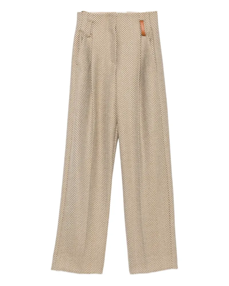 forte_forte Bundfaltenhose mit Fischgrätenmuster - Nude Nude