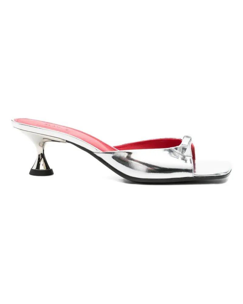 PLAN C bow-detail leather sandals - Silber Silber