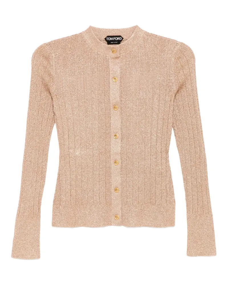 Tom Ford Cardigan in Metallic-Optik - Nude Nude