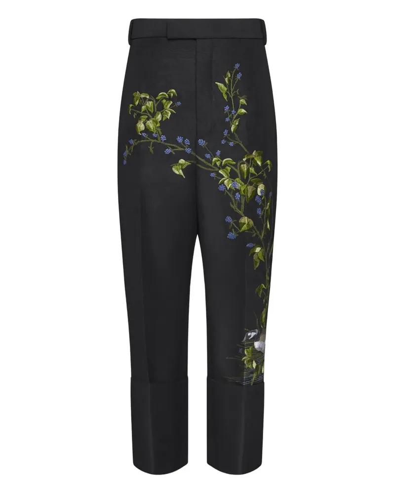 Thom Browne Hose mit Blumenstickerei - Schwarz Schwarz