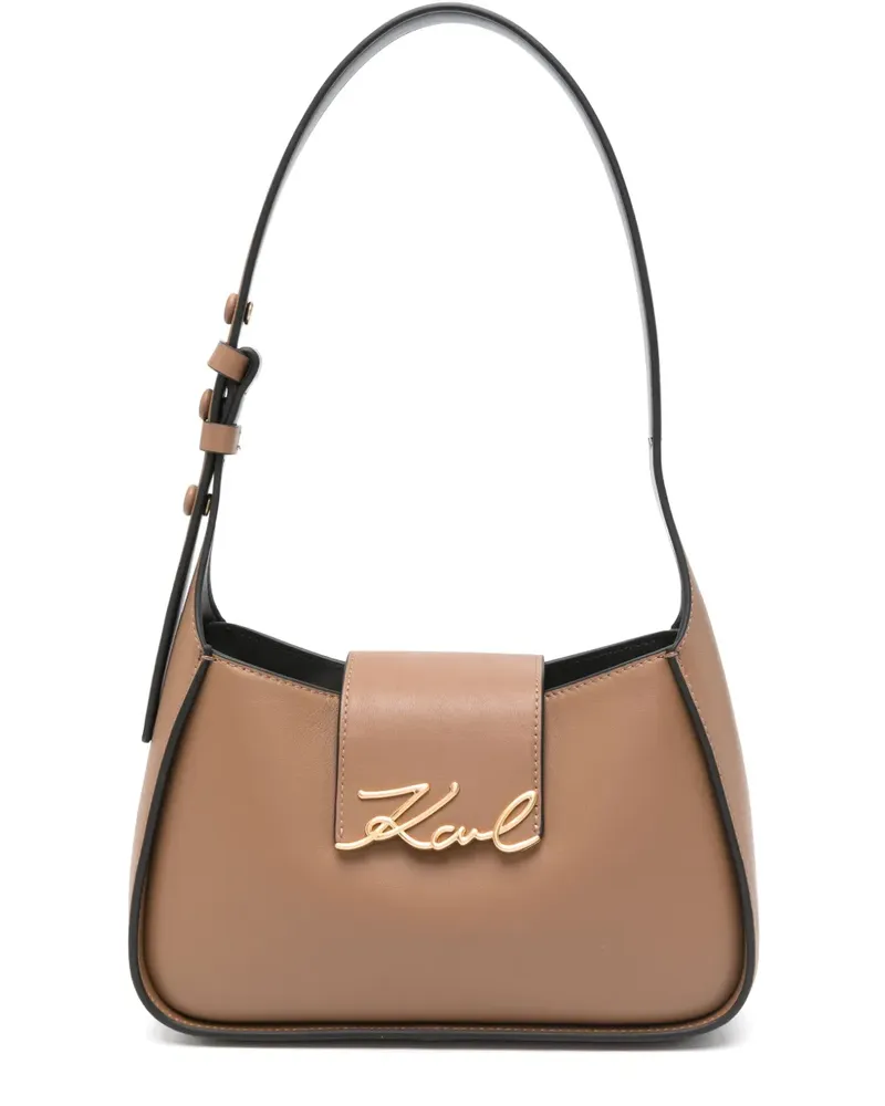 Karl Lagerfeld Schultertasche mit Logo-Schild - Braun Braun