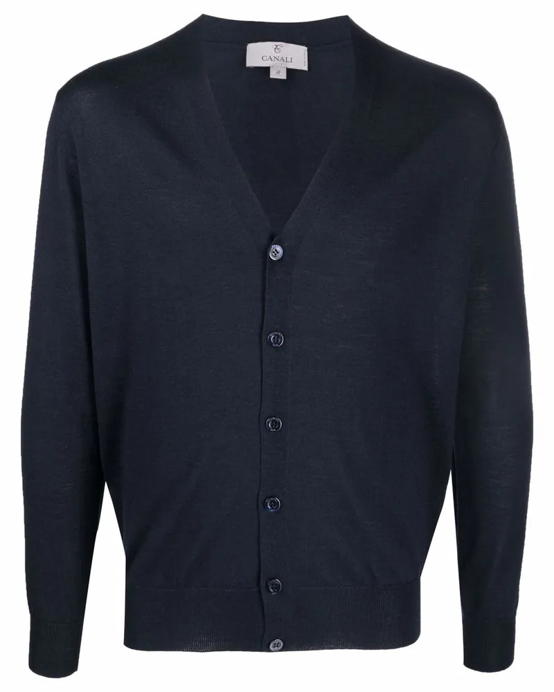Canali Cardigan mit V-Ausschnitt - Blau Blau
