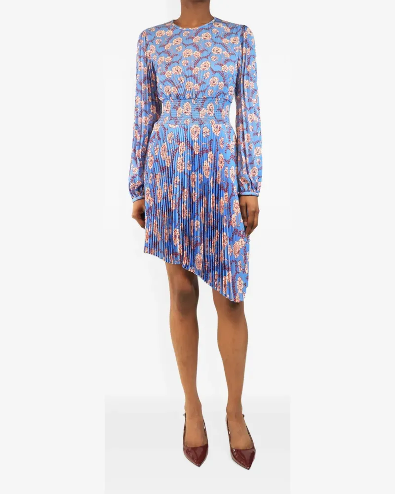 A.L.C. floral-print pleated mini dress - Blau Blau