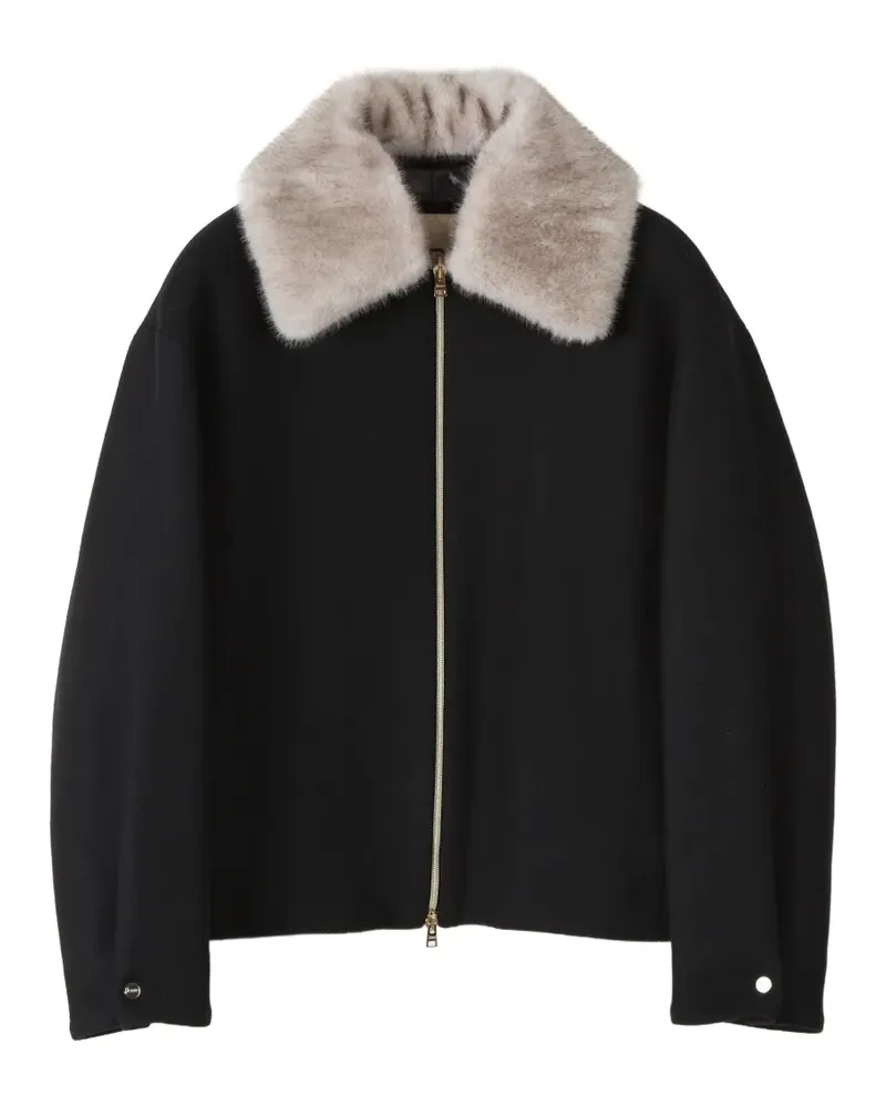 Herno Jacke mit Kragen aus Faux Fur - Schwarz Schwarz