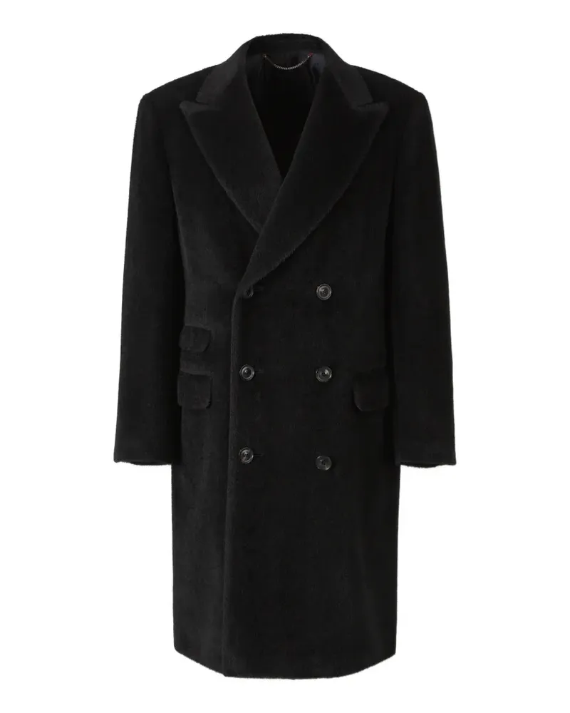 Canali peak-lapel double-breasted coat - Schwarz Schwarz