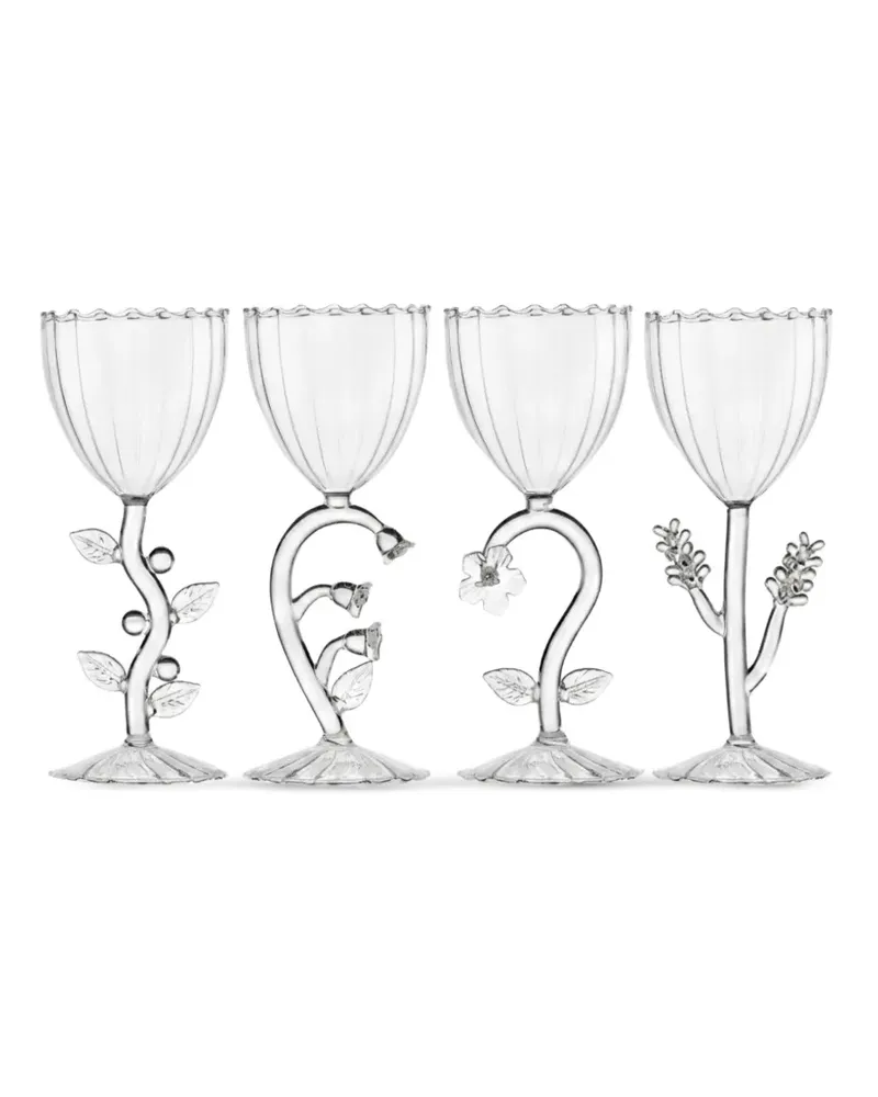 Ichendorf Milano Botanica Weingläser mit Blumendetail (4er-Set) - Weiß Weiß