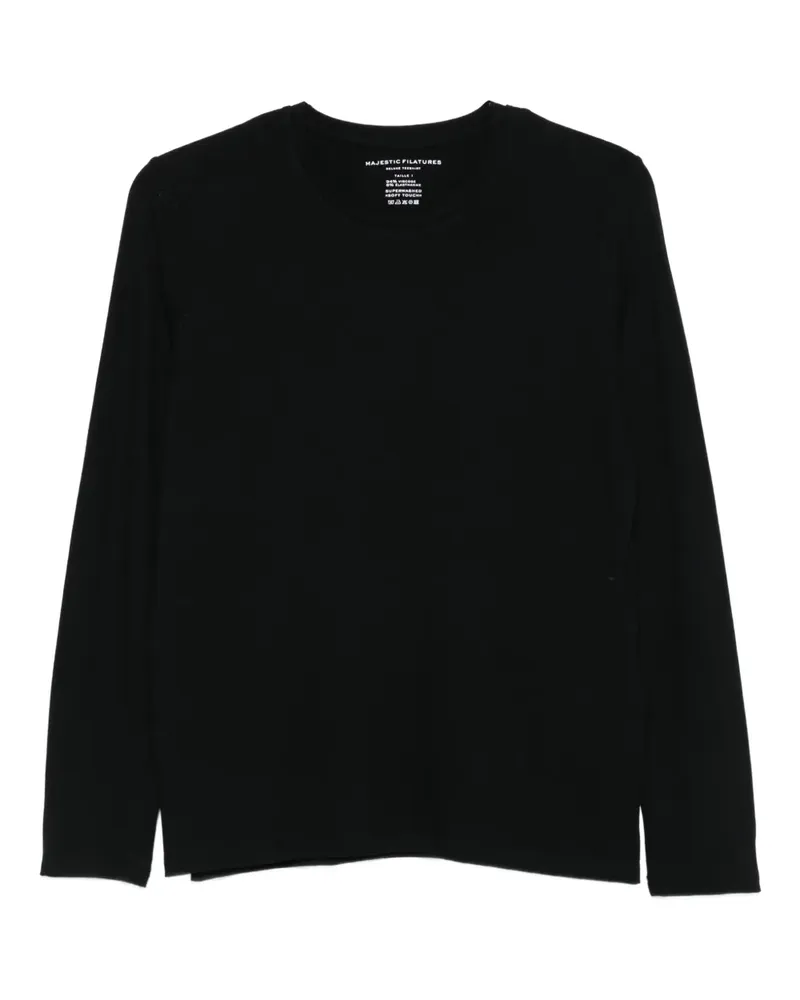 Majestic Langarmshirt mit rundem Ausschnitt - Schwarz Schwarz