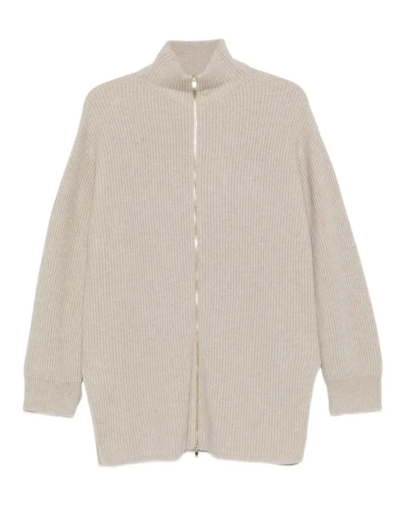 Max Mara ribbed-knit zip-up sweater - Nude Nude