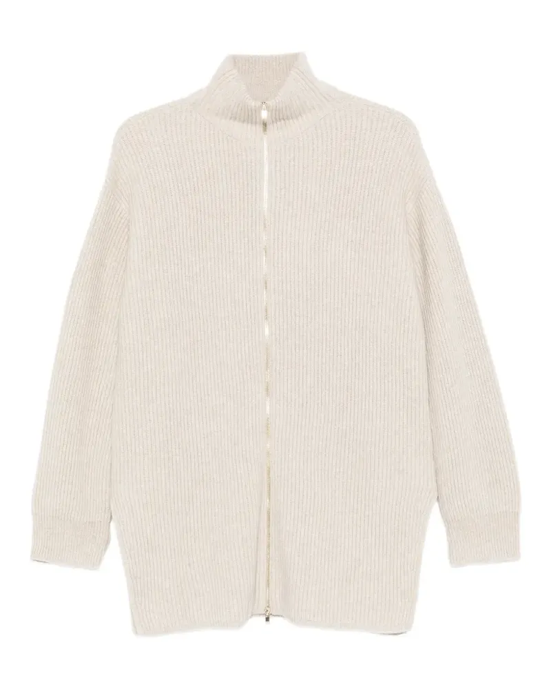 Max Mara Gerippter Cardigan mit Reißverschluss - Nude Nude