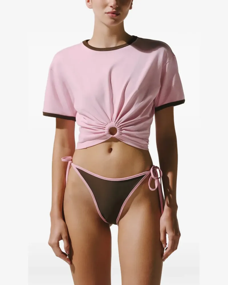 Baobab Collection Gerafftes Tika T-Shirt mit Ringdetail - Rosa Rosa