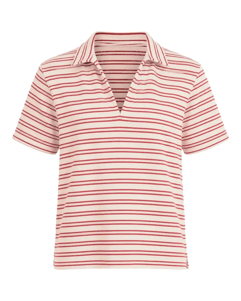 Velvet stripe-pattern polo top - Nude Nude