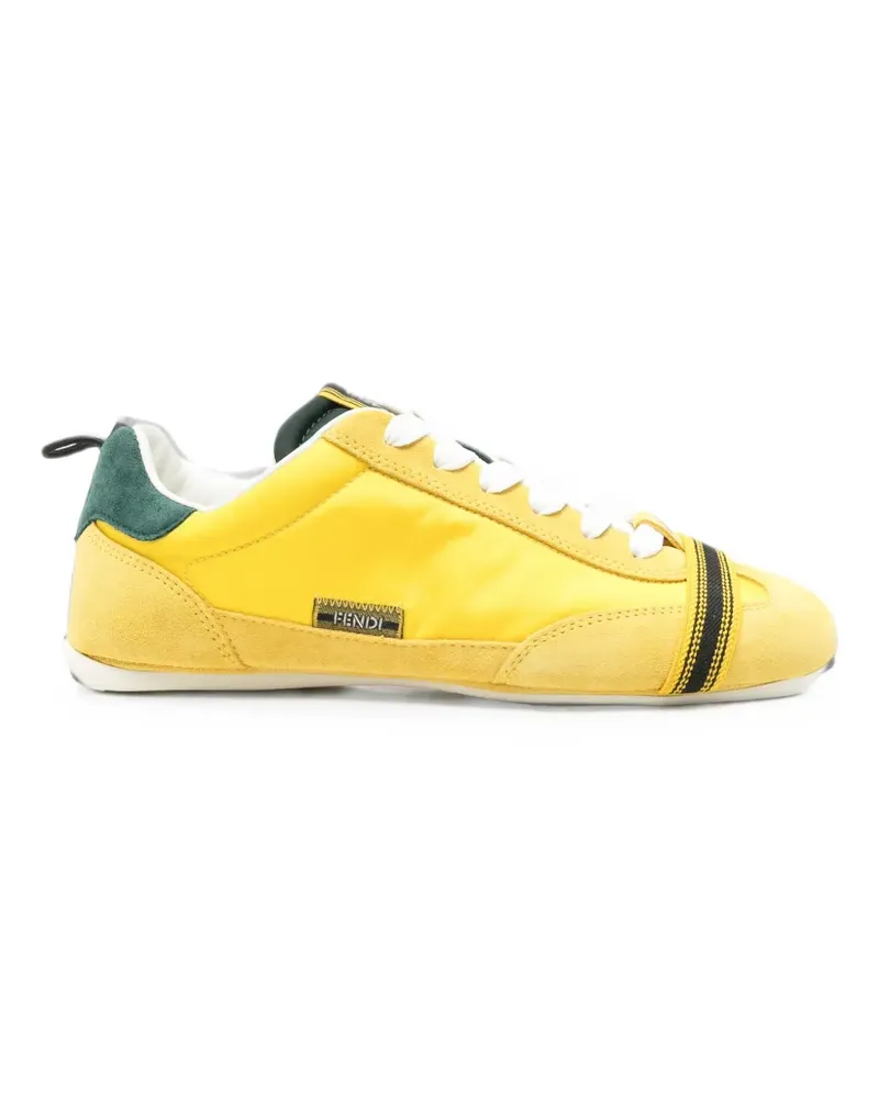 Fendi suede-trim panelled sneakers - Gelb Gelb